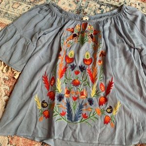 Off the shoulder embroidered top
